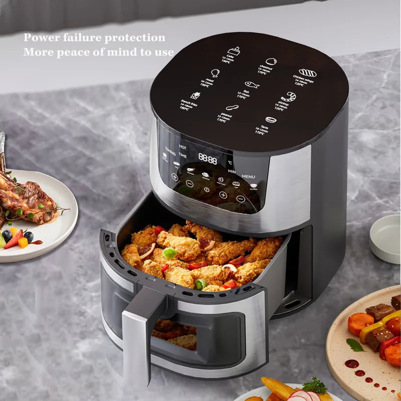 Hot Sales Air Fryer 7L Oil-free Air Fryer 360°Baking Convection Oven Air Fryers For Chicken Wings Fries Chips Healthy Cooker