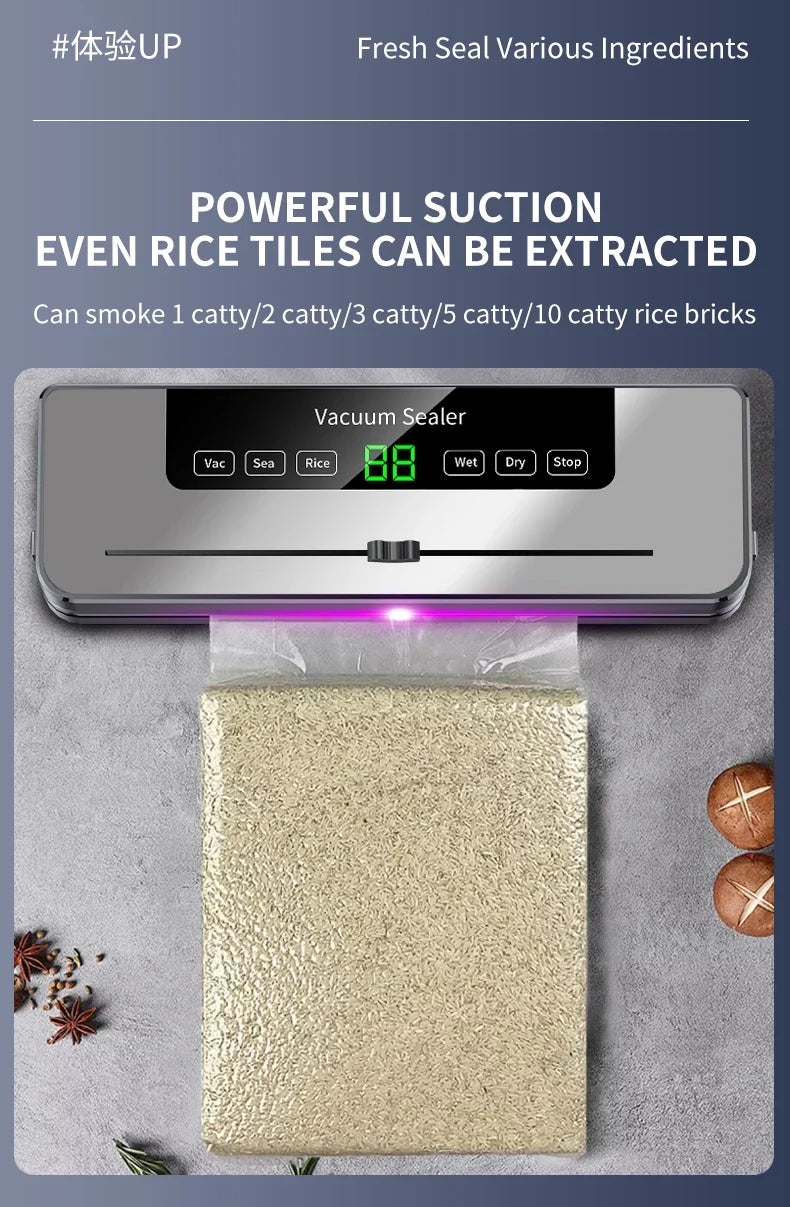 Portable Kitchen Food Saver Vacuum Sealer Machine Household Home Touch Button Cutter Kitchen Electric Vacuum Packaging Machine