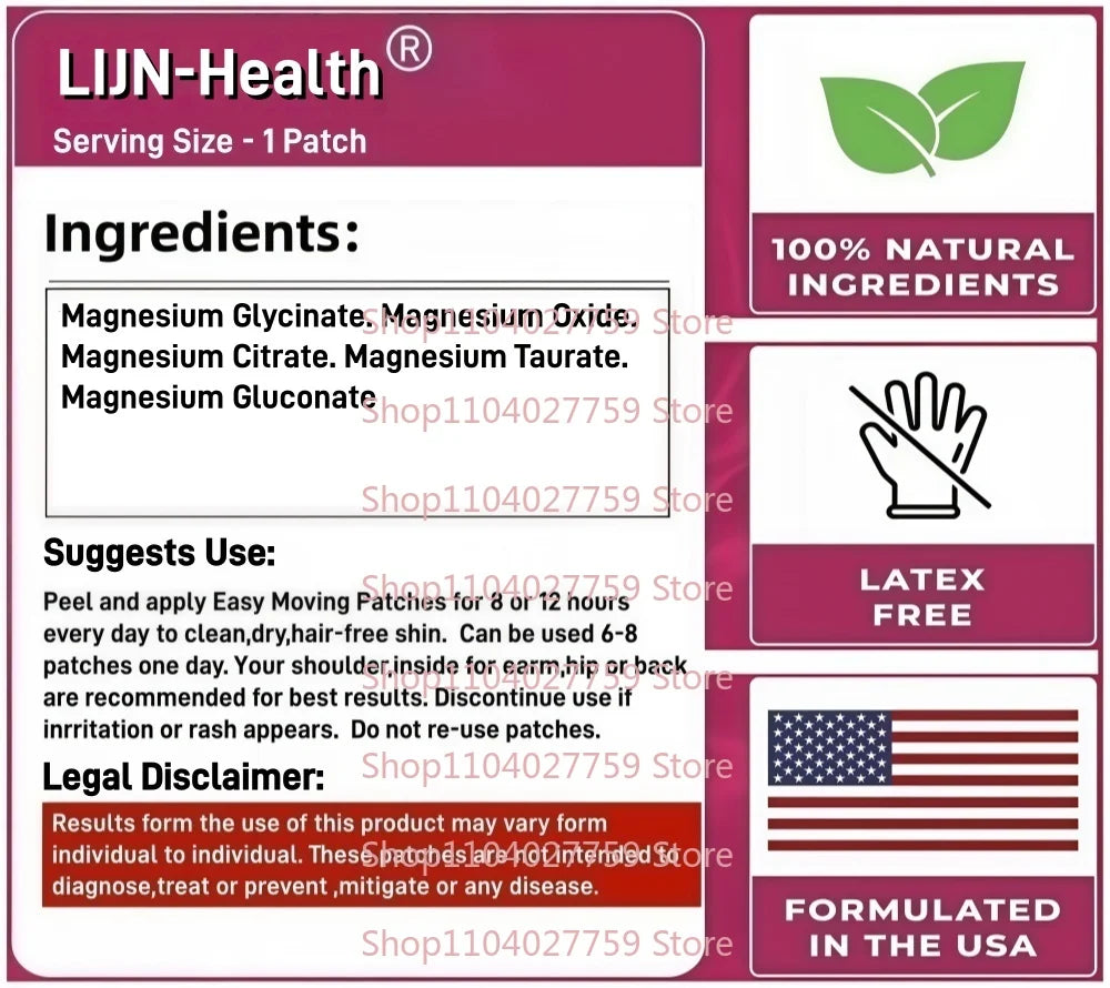 30 Patches Magnesium Glycinate Transdermal Patches Supports Muscle Relaxation, Heart Health, Sleep & Energy
