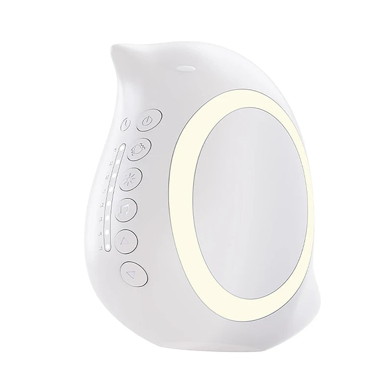 Portable baby sleep rocker, white with glowing ring and control buttons