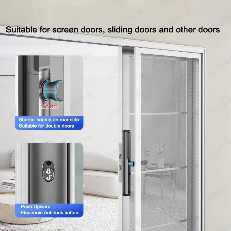 TTLock App Smart Aluminum Door Lock Waterproof Fingerprint Digital Password RFID Keyless Electronic Sliding Glass Door Lock