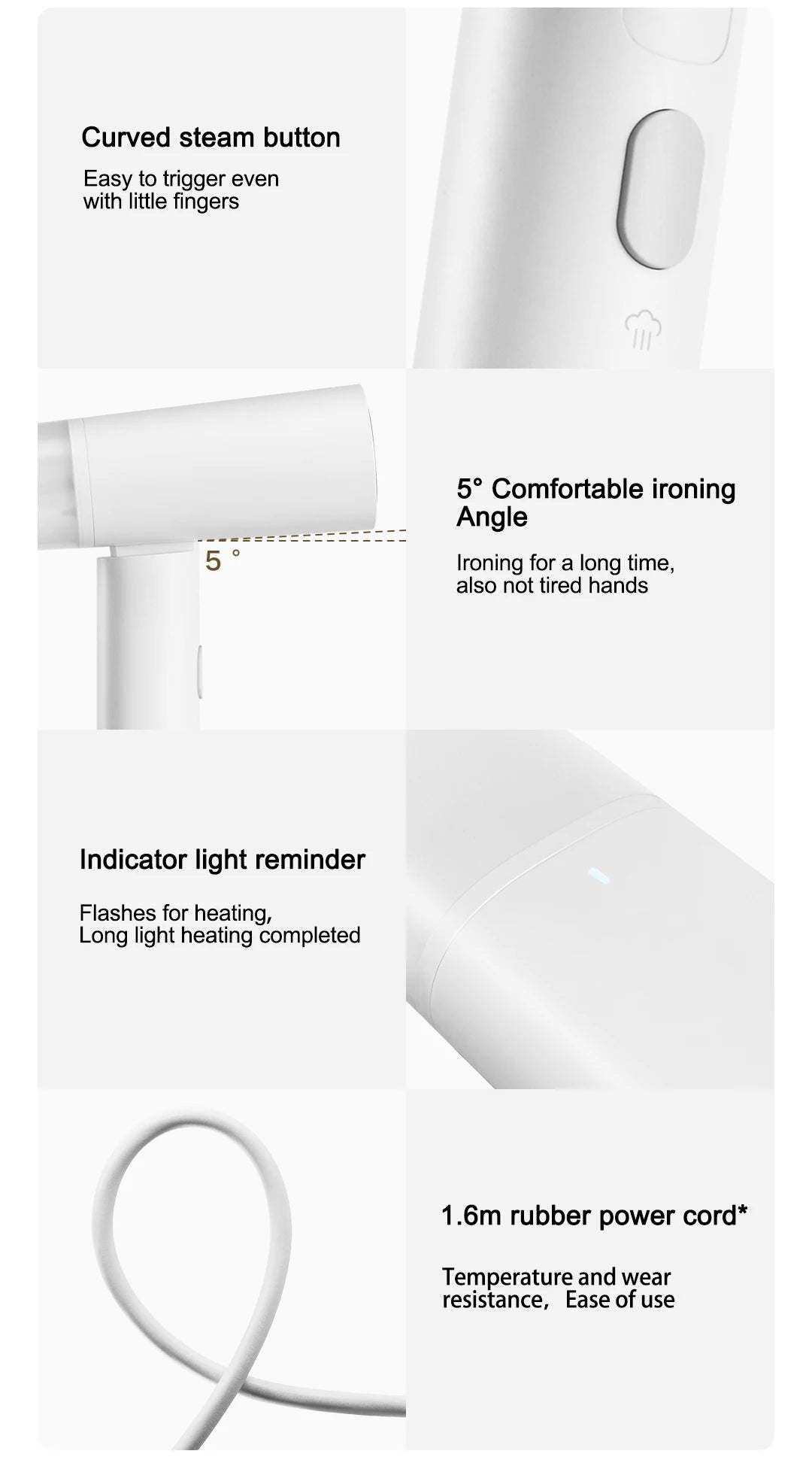 Tidesmit MIJIA Handheld Garment Steamer 2 showing foldable design and portable steam iron head for laundry care