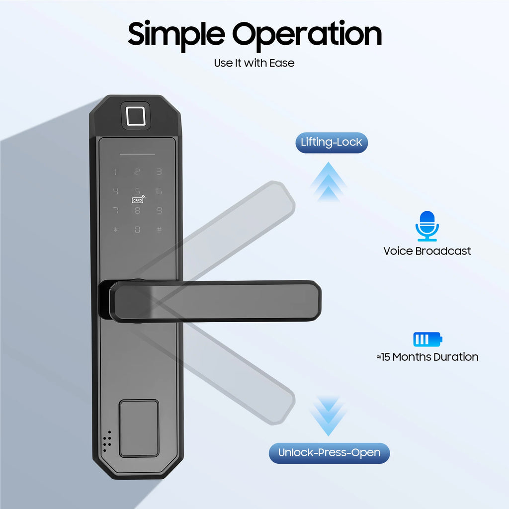 Smart Lock with Fingerprint Electronic Passcode for Front Door, Keyless Fingerprint Smart Door Lock with 4  AAA Dry Batteries