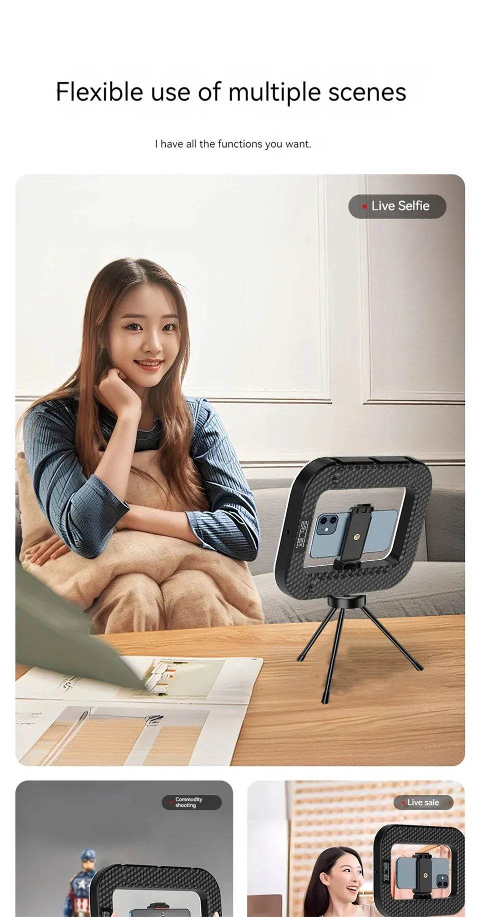 Handheld Ring Light for Phone - Portable LED Vlog Lighting Tidesmit