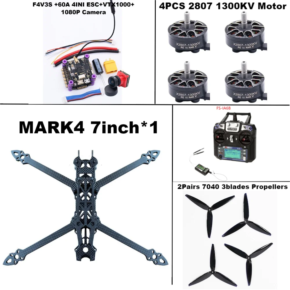 7-Inch FPV Racing Drone Kit with Carbon Fiber Frame - Tidesmit F4V3S 60A Package F Tidesmit