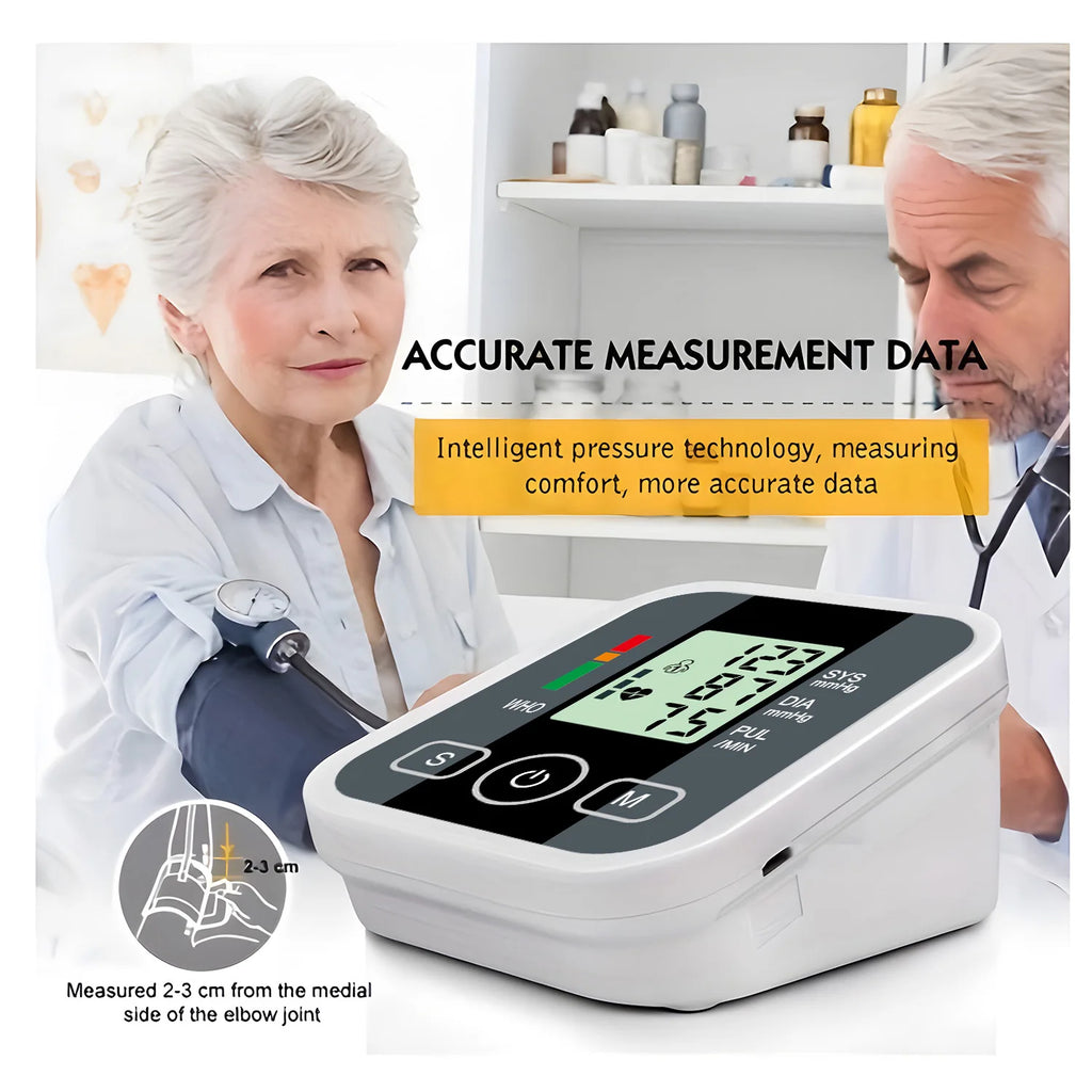 LCD Backlight Digital Upper Arm Blood Pressure Monitor Automatic Home Medical Sphygmomanometer BP Tonometer Heart Rate Meter