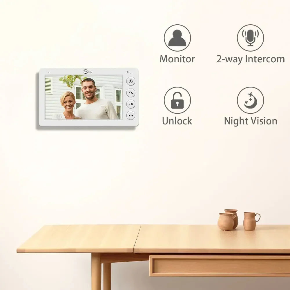ANJIELO SMART 2/3/4 Unit Multi Apartments Intercom Video Doorbell with RFID Card Unlock 7inch 4Wired Video Door Phone System