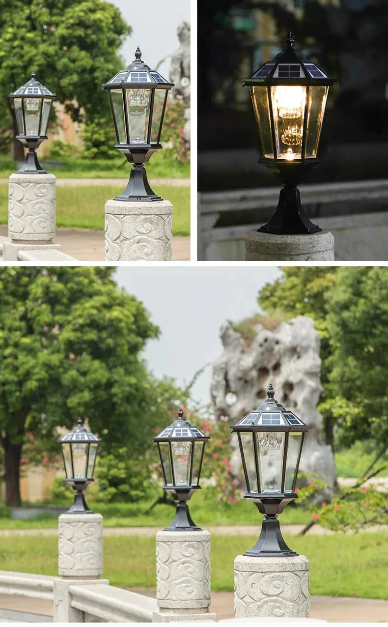 Solar LED Light Outdoor Lamp Pillar Light Solar Panel Spotlights Garden Decoration Outdoor Street Wall Sconce Lamp Sunlight