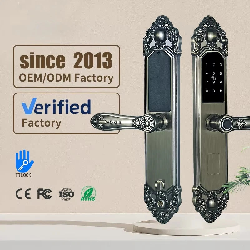 Competitive Price OEM&ODM TT Fingerprint Password Gold Handle Smart Door Handel Lock D30zm