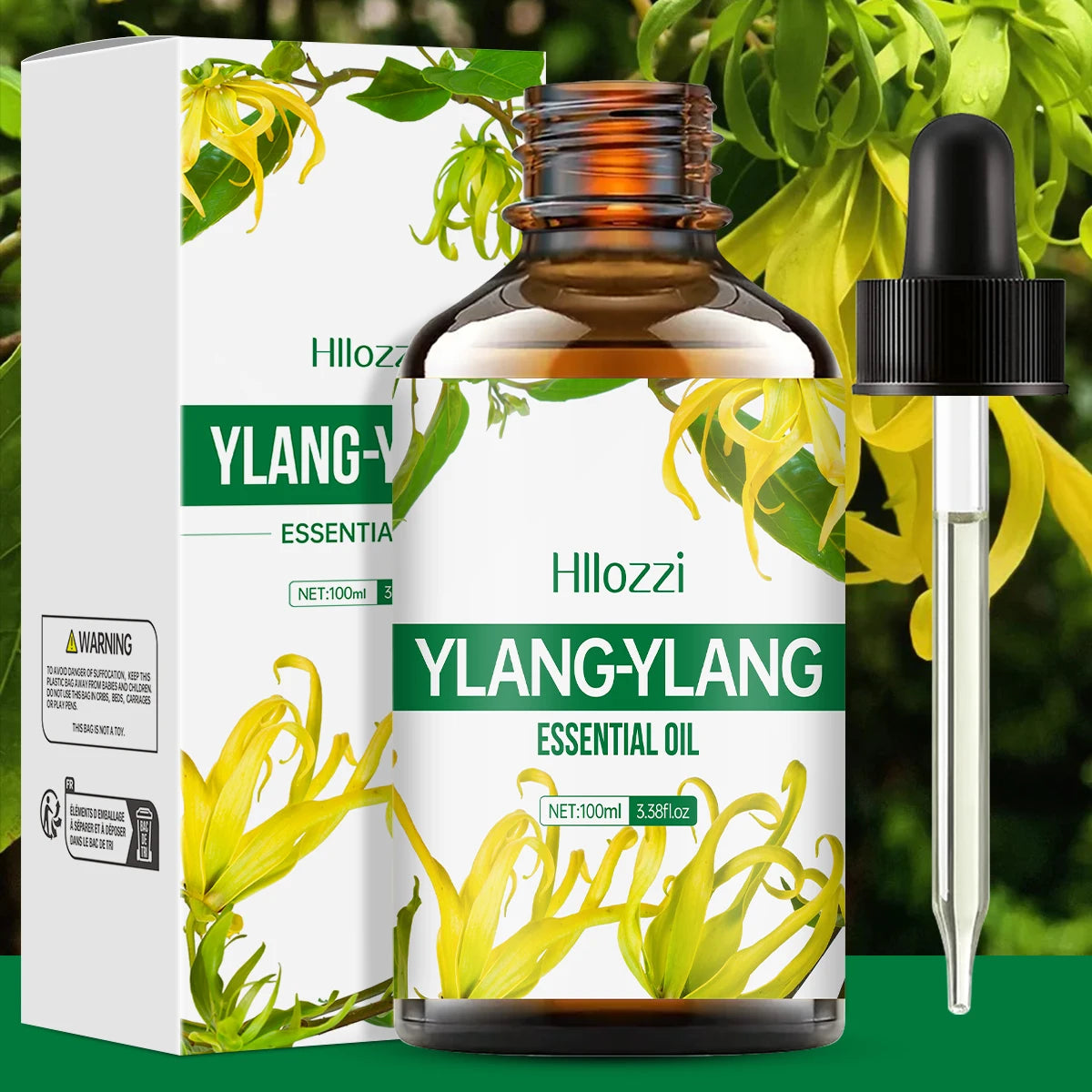 Ylang ylang essential oil is used for skin care, massage, bathing, and is suitable for face, body, nails and hair.