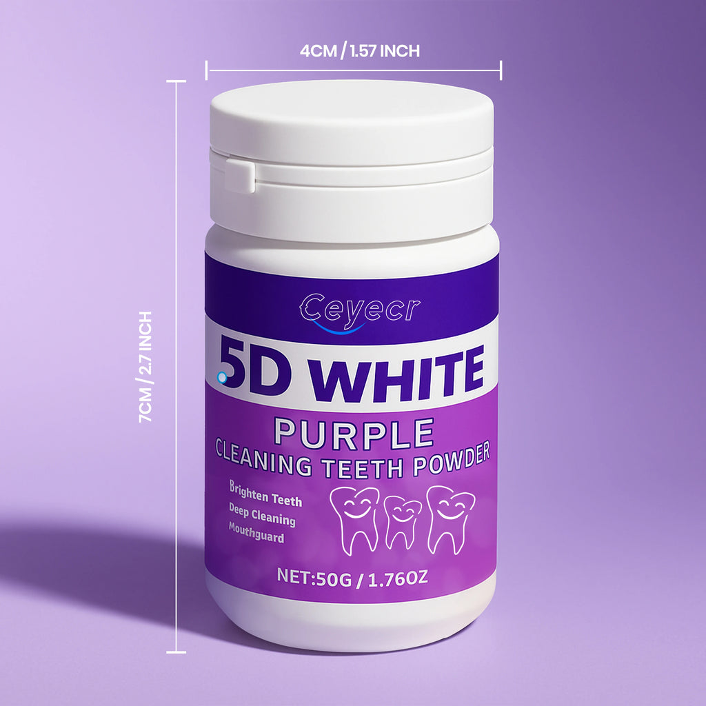 Tidesmit purple teeth whitening powder, 50g travel-size natural formula for sensitive teeth with ice mint flavor