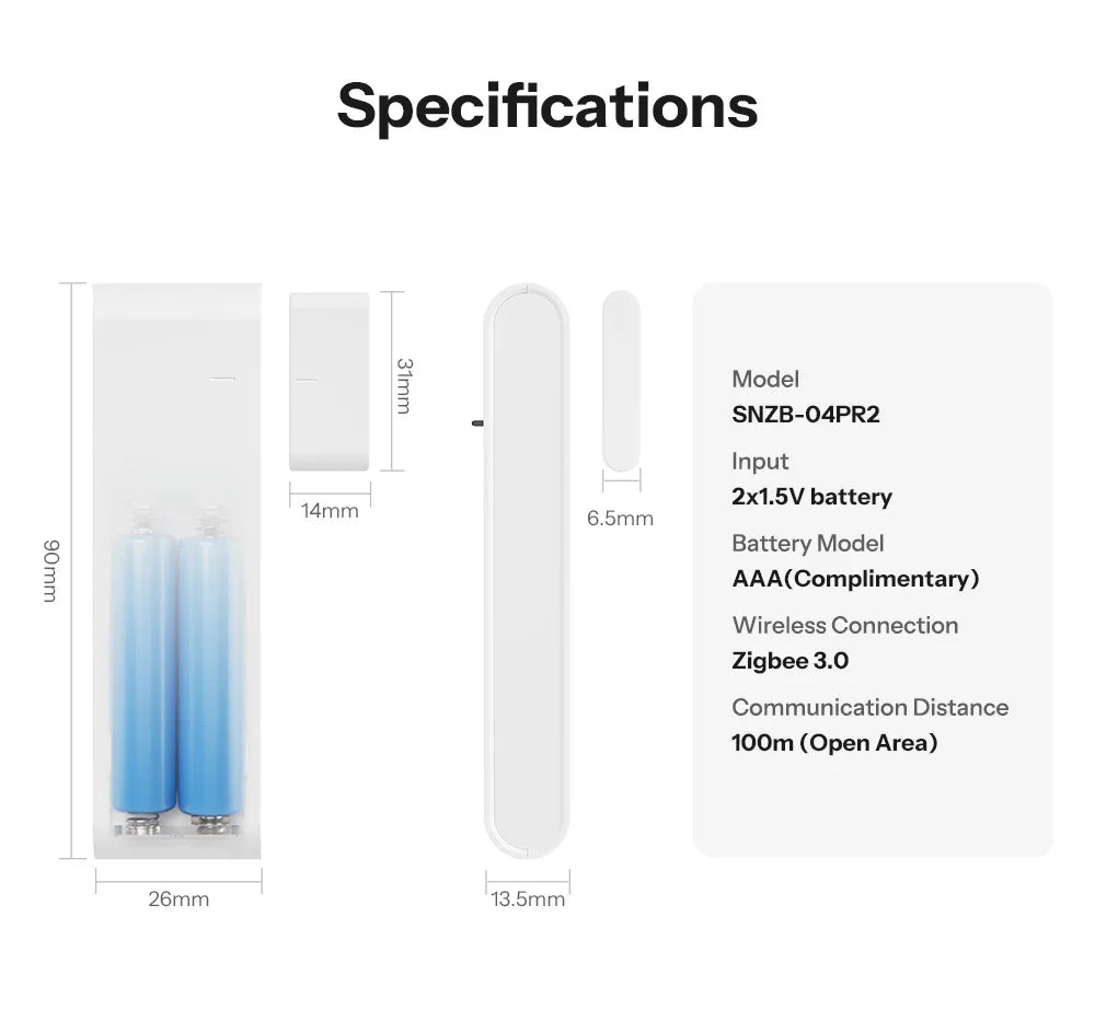 SONOFF SNZB-04PR2 SenseGuard DW Gen2 Zigbee Door/Window Sensor Active Security With Tamper Alerts Matter Bridge Via Apple Home
