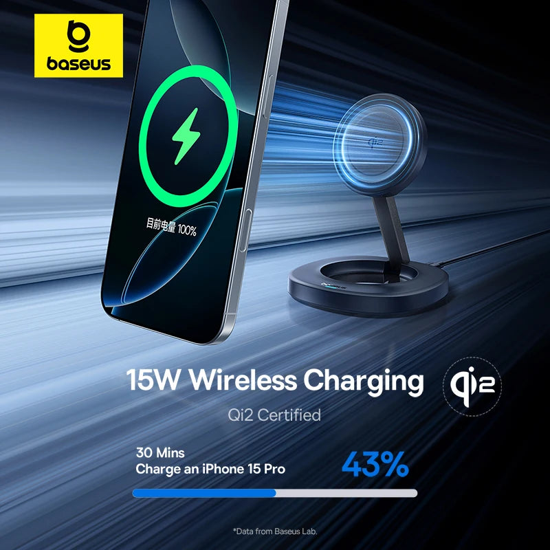 Foldable Qi2 Magnetic Wireless Charger Stand for iPhone 16 Series Tidesmit