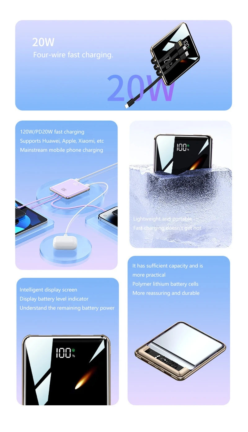 Portable Power Bank with 4 Built-in Cables - 50000mAh Tidesmit Tidesmit