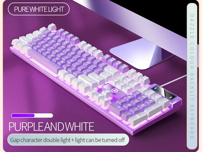 104 Keys Gaming Keyboard Wired Keyboard Color Matching Backlit Mechanical Feel Computer E-sports Peripherals for Desktop Laptop