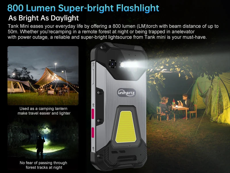 Unihertz 8849 Tank Mini Rugged Smartphone 4.3 Inch Display Android 13 5800mAh 24GB 256GB Helio G99 Octa Core 100MP Cameras IP68