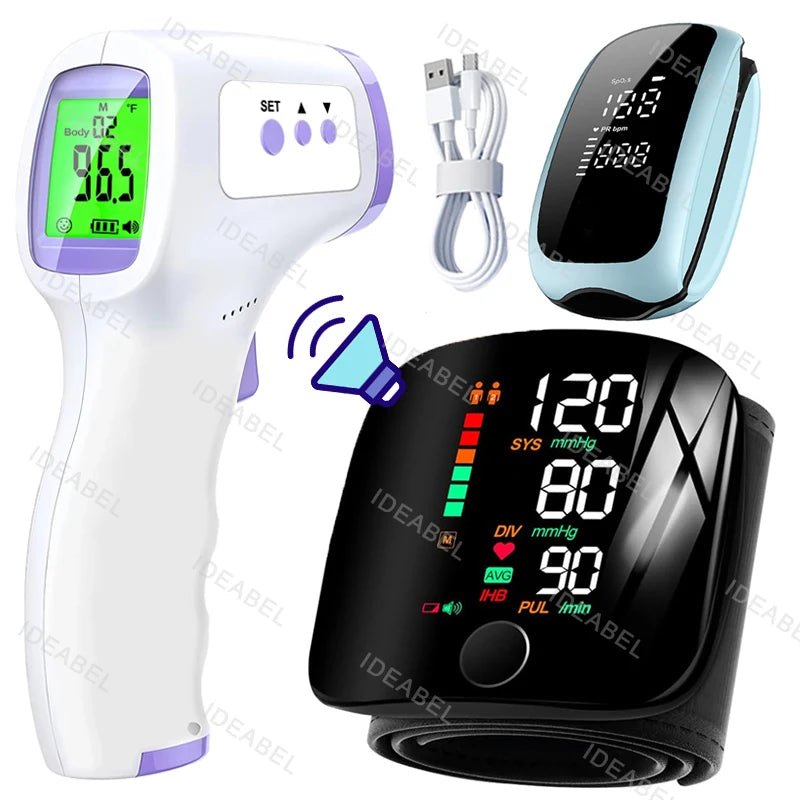 Smart LCD Rechargeable English Voice Wrist Blood Pressure Monitor Digital Automatic BP Tonometer Heart Rate Sphygmomanometer