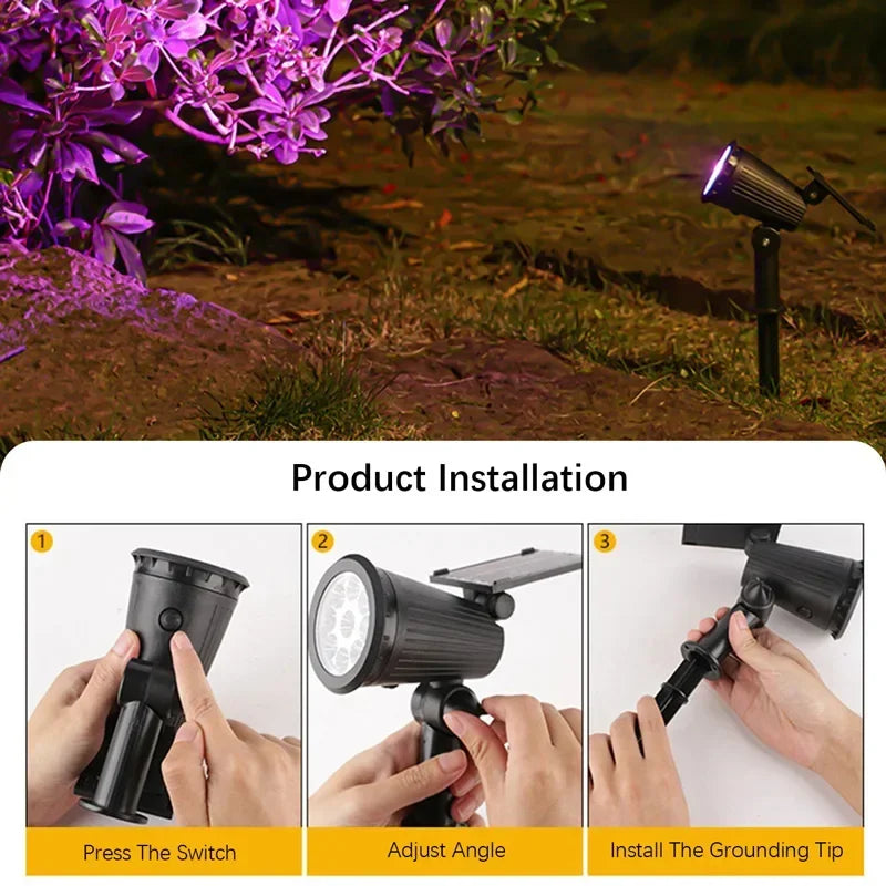 2/9LED Solar Spot Light Outdoor Waterproof Spotlights Solar Garden Lights Landscape Lighting Decoration Pathway Lawn Lamp