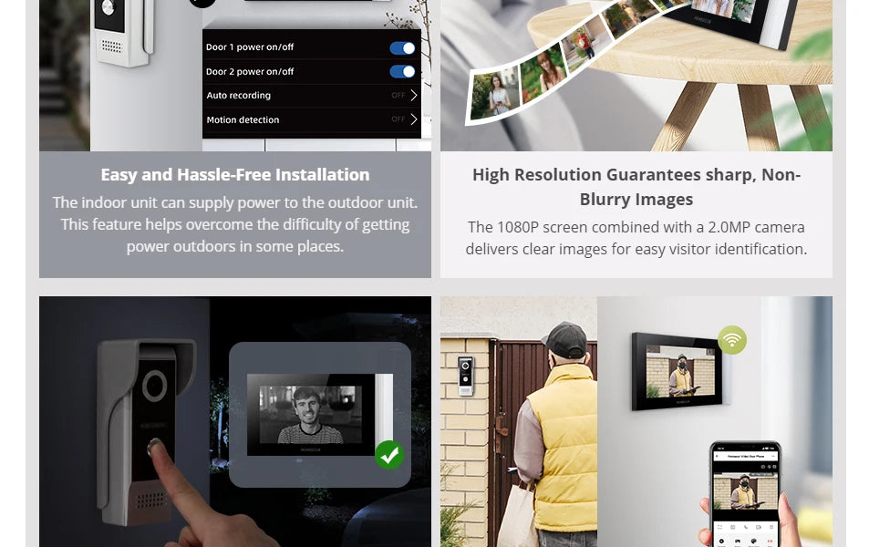 HOMSECUR 7” WIFI Tuya APP 4 Wire Video Door Phone Intercom System 1 Doorbell Camera 1 Indoor Monitor