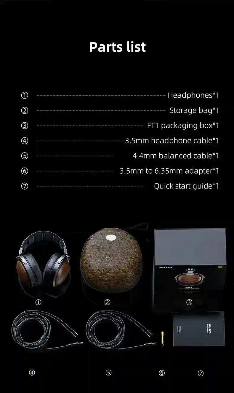 FiiO FT1 Closed-Back Headphones | Nanowood Fiber Over-Ear Audio Tidesmit