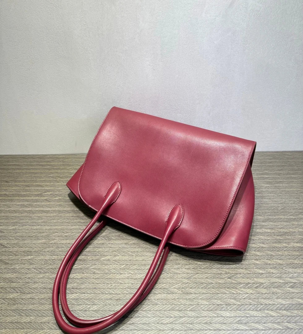 2026 high-quality genuine leather Marlo 12 inch 14 inch saddle leather tote bag, women's shoulder bag, high-end leather texture,