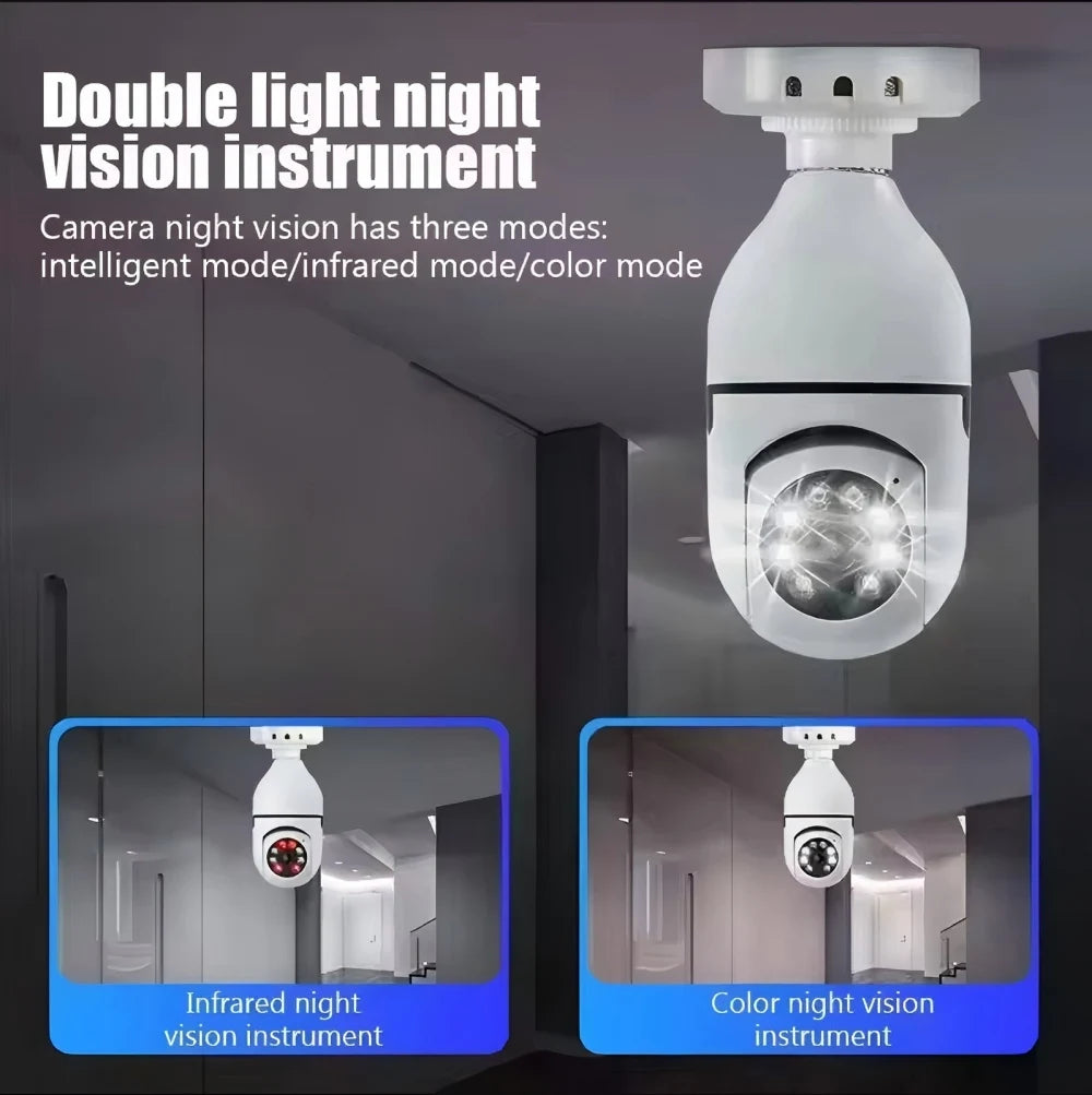 Bulb E27 Surveillance Camera Full Color Night Vision Automatic Human Tracking Zoom Indoor Security Monitor Wifi Mini IP Camera