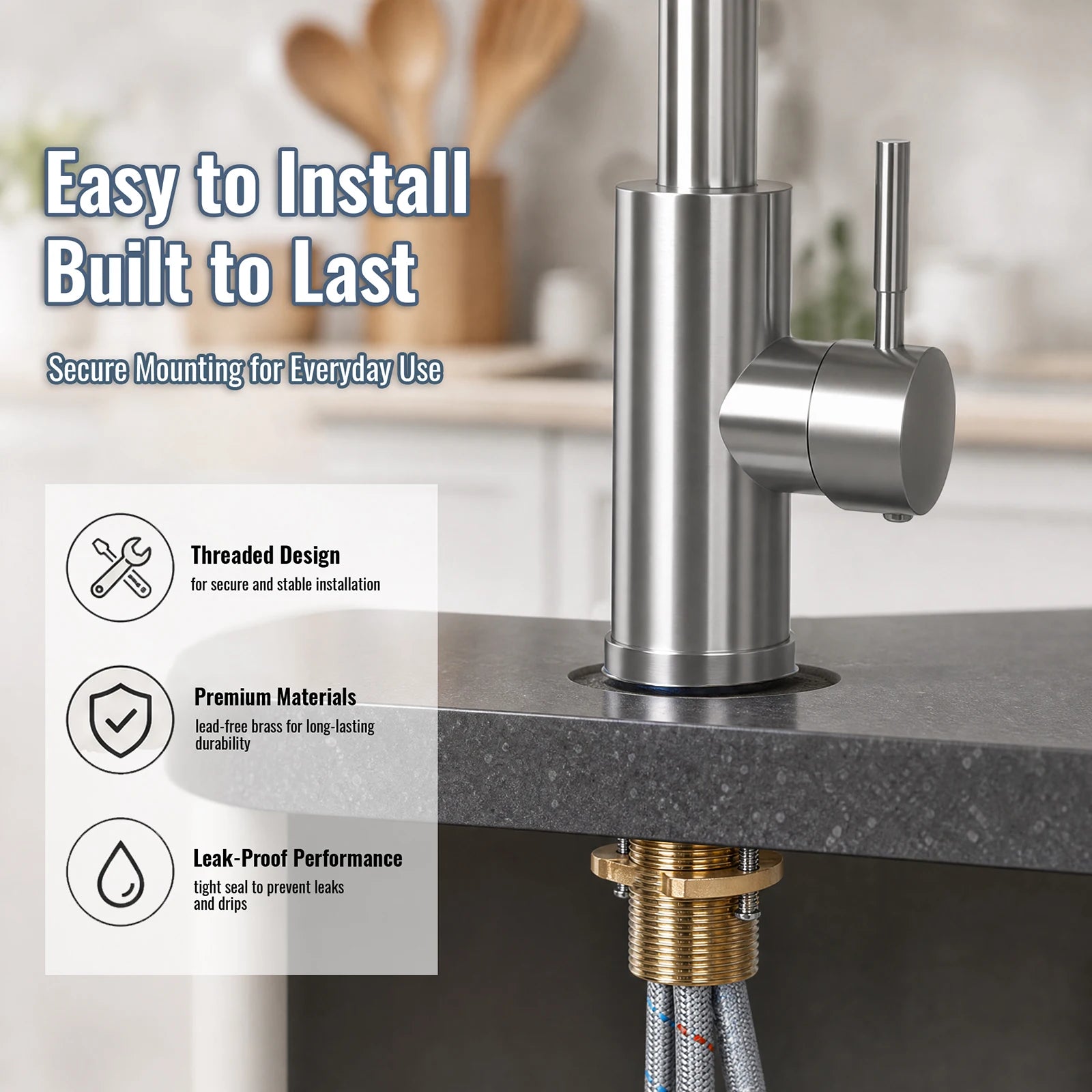 Stainless Steel Faucet Kitchen Faucet Sink Faucet with Pull Down Sprayer Hot and Cold Dual Control Bar Sink Faucet Rotation Faucet Showerhead and Bubble Water Flow