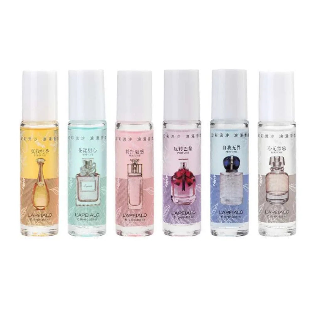 Tidesmit 6-piece roll-on perfume set with long-lasting fresh fragrance in a portable mini deodorant gift box for women.