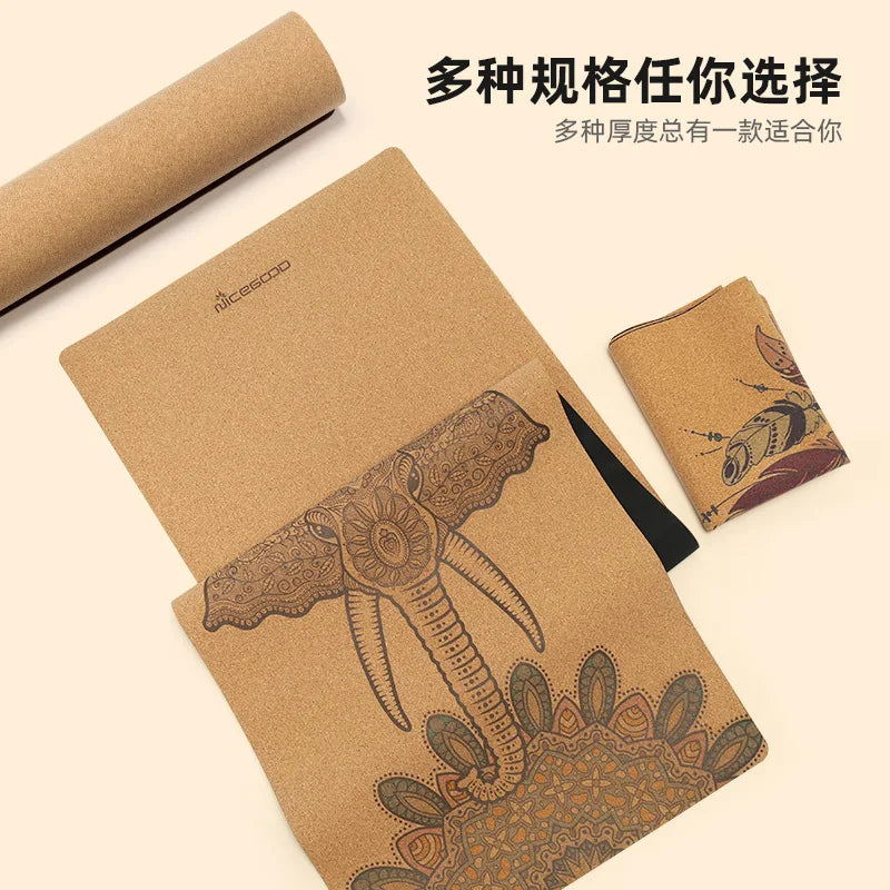 Non-slip Grab Shock Absorption Thickened Men's Yoga Sports Fitness Cork Folding Towel Yoga Mat