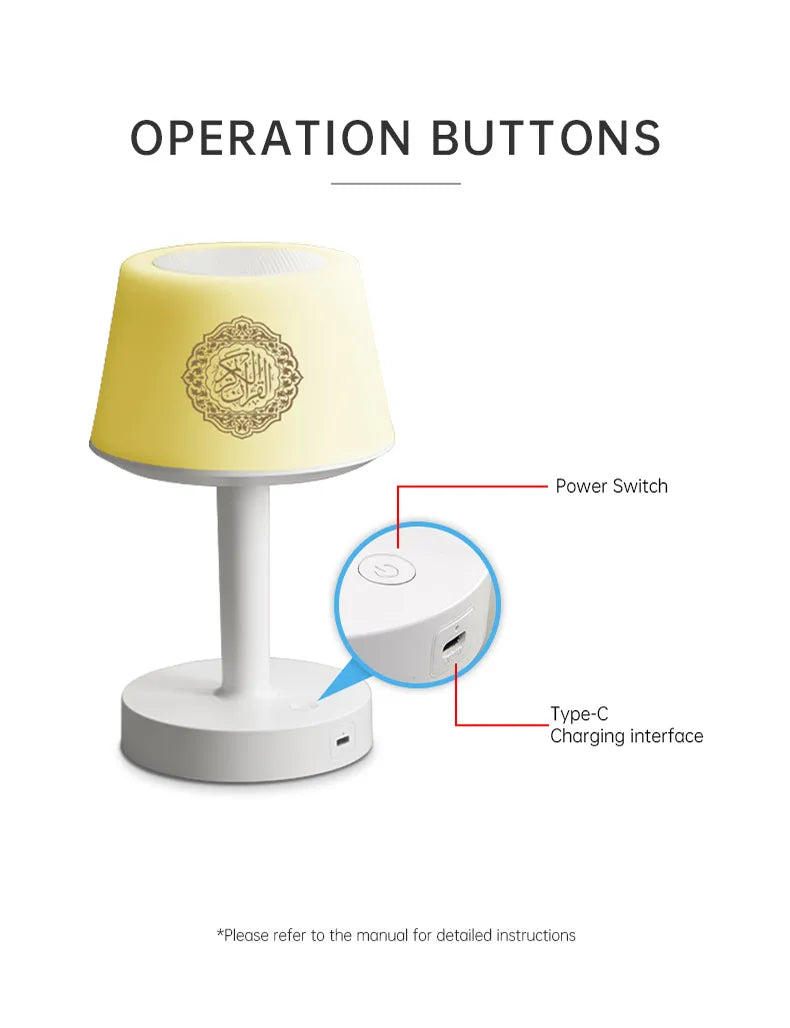 Koran Muslim Islamic Quran Ramadan Azan Arab Night Light Bright Lamp Wireless Bluetooth Speaker Portable Holy Music Islam Arabic