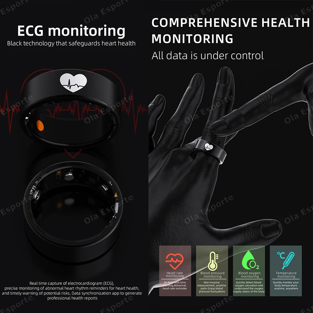 Smart Health Ring with Integrated Heart Rate & Blood Oxygen Monitor Tidesmit