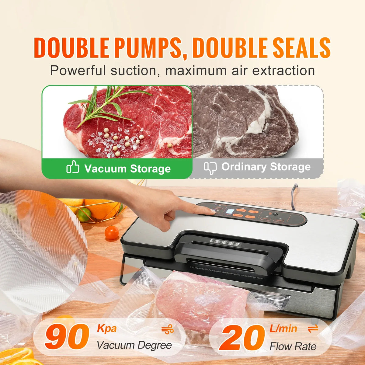 SucceBuy 130W 90Kpa Vacuum Sealer Machine