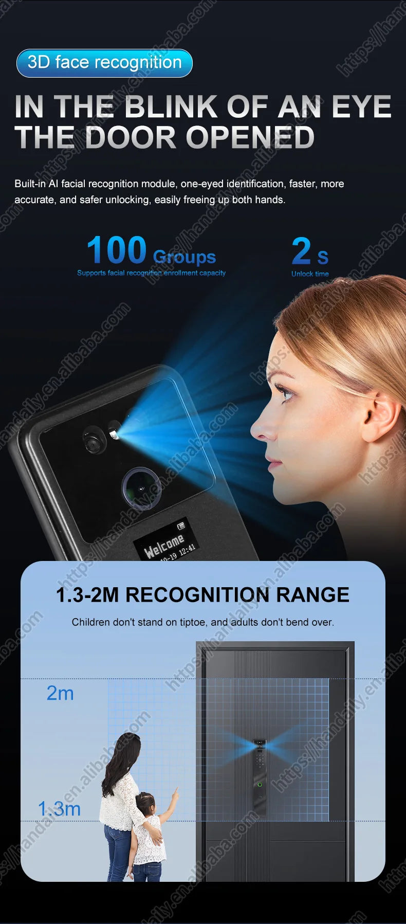 Face Recognition Smart Door Lock Israel Mortise Wifi Fingerprint Cerradura Tuya Inteligente Digital Lock With Camera For Home