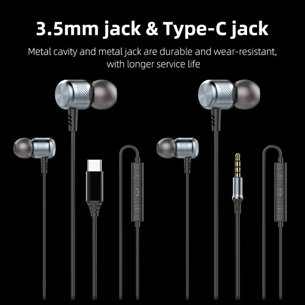 Wired Metal In-Ear Headphones with Mic by Tidesmit - 6 Variants Tidesmit