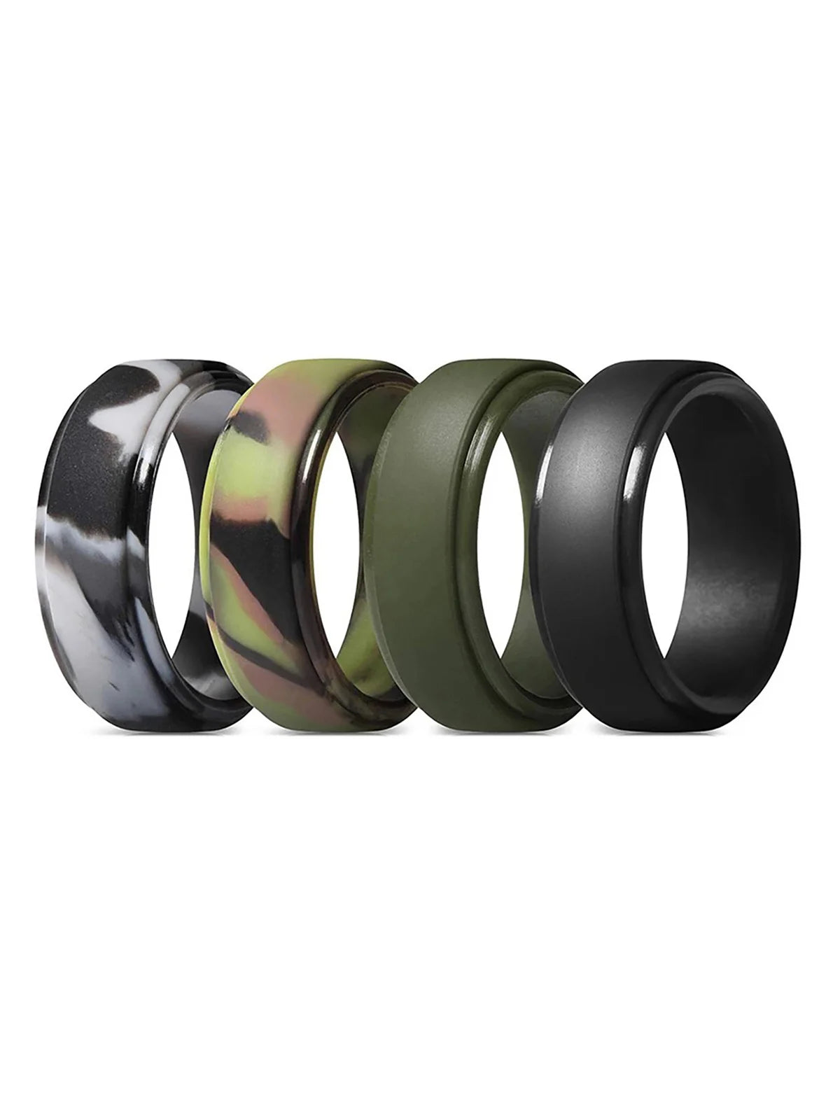 Silicone Wedding Bands for Men - 8mm Breathable Rubber Ring Set Tidesmit