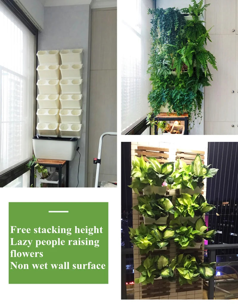 Plant Wall Flowerpot Modular Vertical Greening Basin Stackable Combination Wall Hanging Planter Flower Pots Garden Decoration