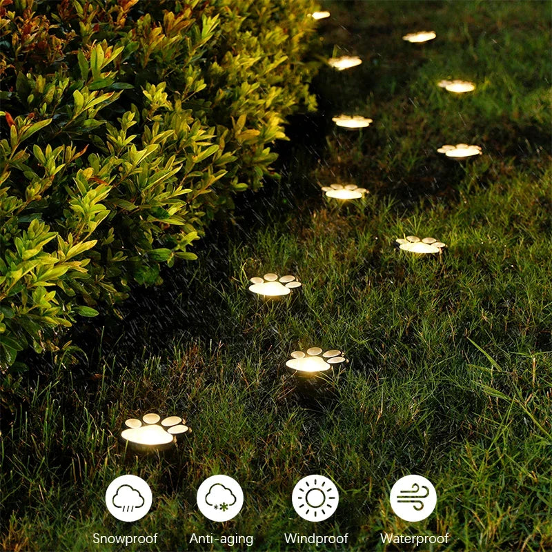 4PCS, Solar LED Lights, Outdoor Lights, Pet Dog Paw Lights, Smart Light Sensor Switches, Ideal for Garden Lawn Lighting