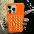 iPhone 17 Pro Max Case with Suction Cup Stand Litchi Leather Orange Tidesmit