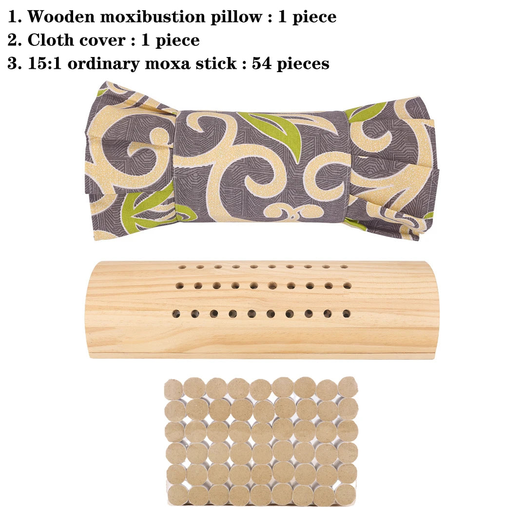 Wooden Moxibustion Neck Pillow for Stress Relief and Wellness Therapy Relaxation Treatment Moxa stick set 1 Tidesmit