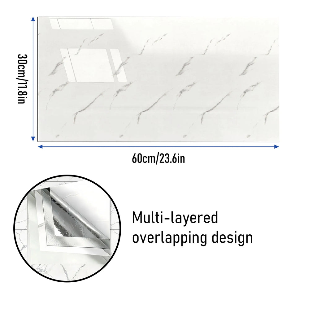 30cmx60cm Self-adhesive Marble Tiles Sticker Waterproof PVC Floor Wall Stickers, 20Pcs Covers 3.6㎡ 40Pcs Covers 7.2㎡ Removable Tile Decals for Bathroom Bedroom Living Room Home Decor