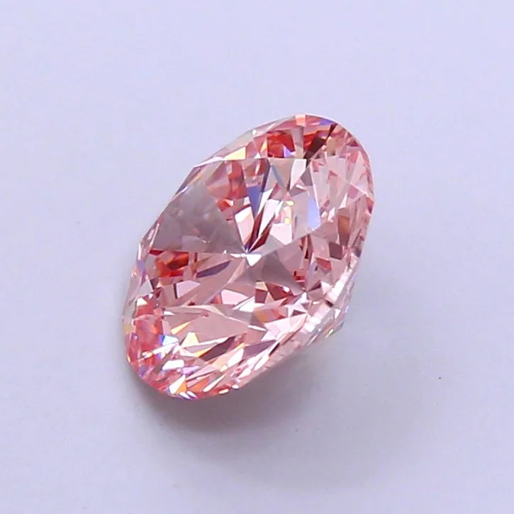 Oval pink diamond gemstone with bright internal facets
