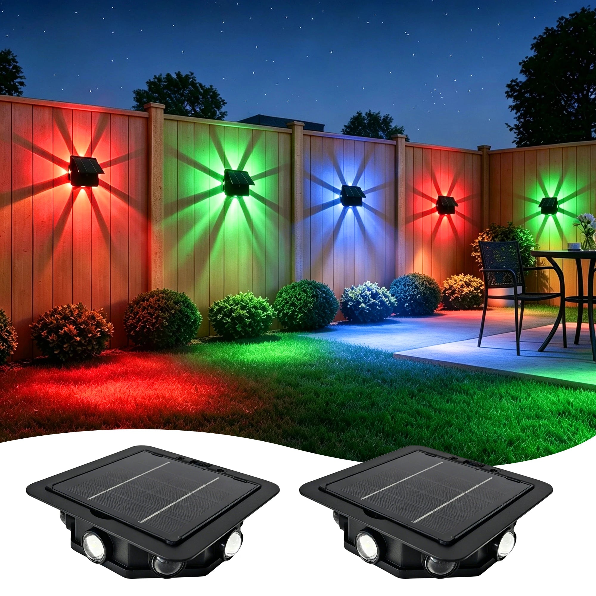 RGB Solar LED Wall Light 8 LEDs Up Down Lighting Waterproof Outdoor Garden Courtyard Decoration Lamp