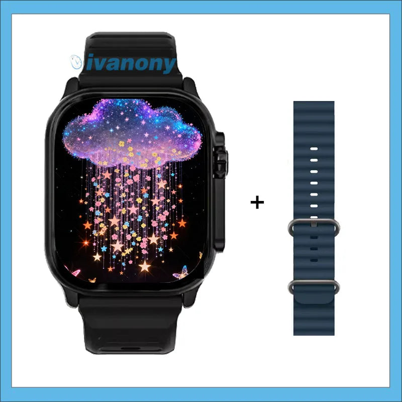 Ivanony Smart Watch DT Ultra 4 Smartwatch Men Support TWS Earphone Connect Bluetooth Call  Google Map Compass Amoled Smartwatch