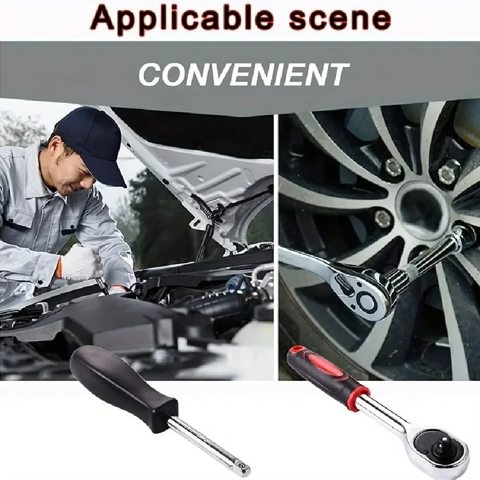 For Hous Auto Repair 46pc Drive Socket Set 1/4 inch Ratchet Wrench Set with Sockets Metric Hex Bit Socket Set Mechanic Tool Kits
