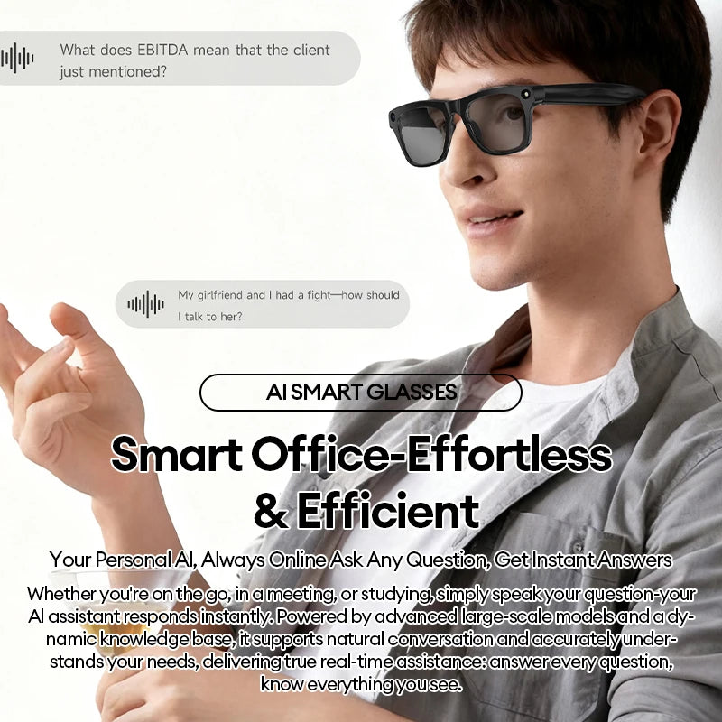 AI Smart Glasses with Camera & Translator - Black Frames by Tidesmit Tidesmit