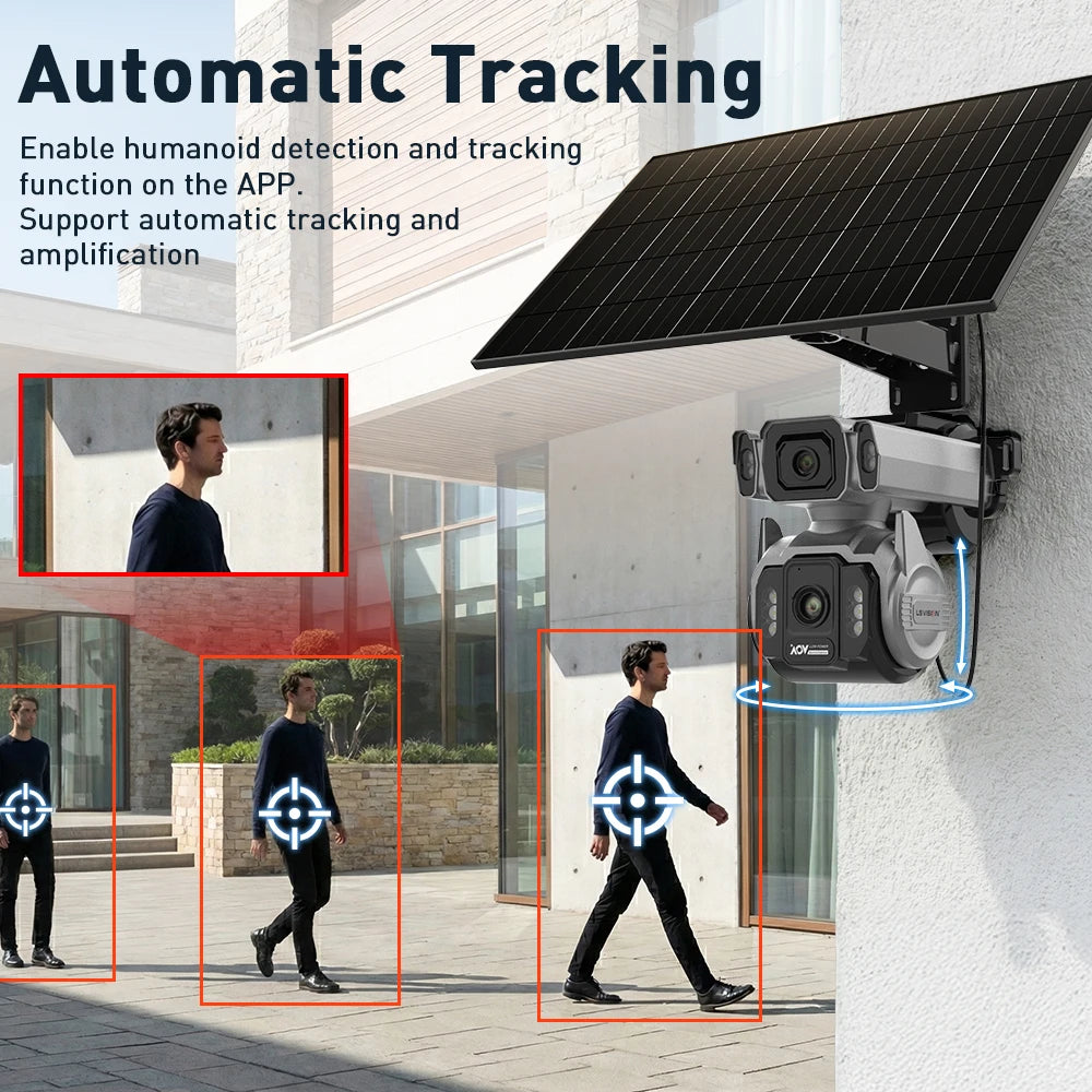 LS VISION AOV AI Tracking Outdoor Surveillance Camera 12X Optical Zoom Cctv Camera 4G Cloud SIM Dual Screen  24/7 Video Record