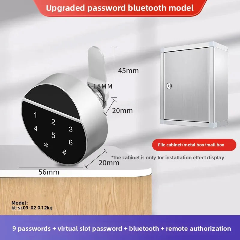 KOB Smart Cabinet Cam Lock - Remote Unlock Fingerprint Password Lock for Office Desk File Metal Cabinet Drawer