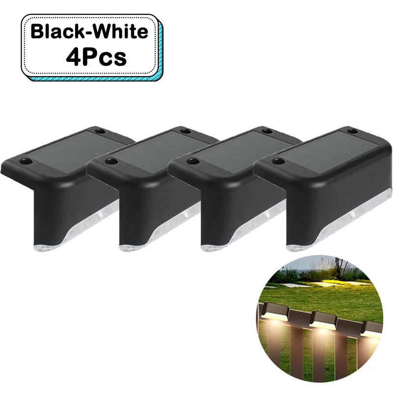 Outdoor Solar Step Lights Warm White LED Waterproof Stair Path Lighting for Garden Patio Fence Balcony Decoration Solar Power