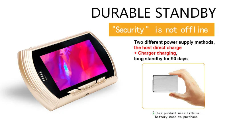 4.5 Inch Smart Digital Door Viewer Camera Door Eye Video Record Peephole Viewers IR Night Vision PIR Motion No Disturb Doorbell