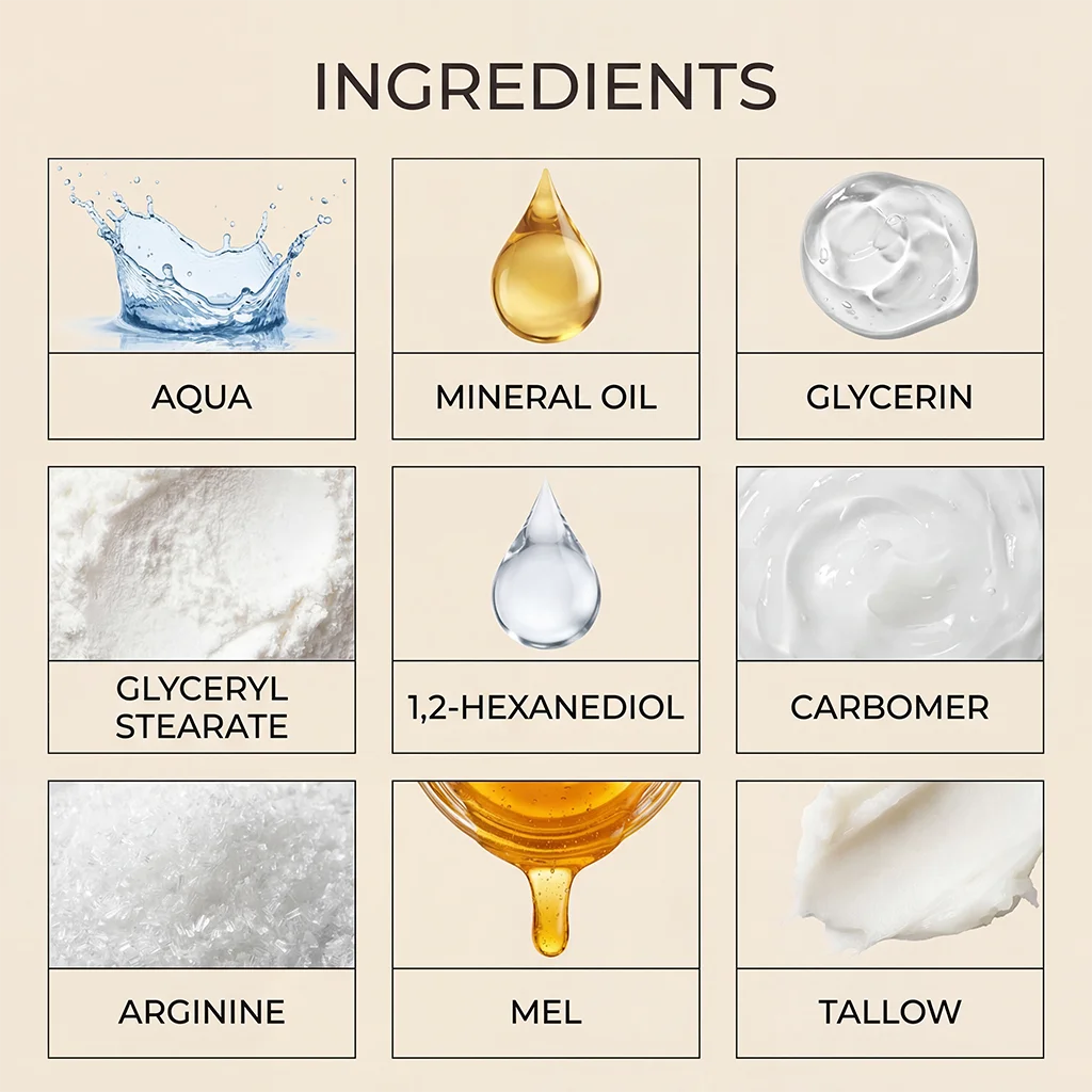 Hydrating Tallow & Honey Balm Skin Nourishing Smoothing Delicate Moisturizer to Improve Texture for Soft Firm Skin Daily Skincar